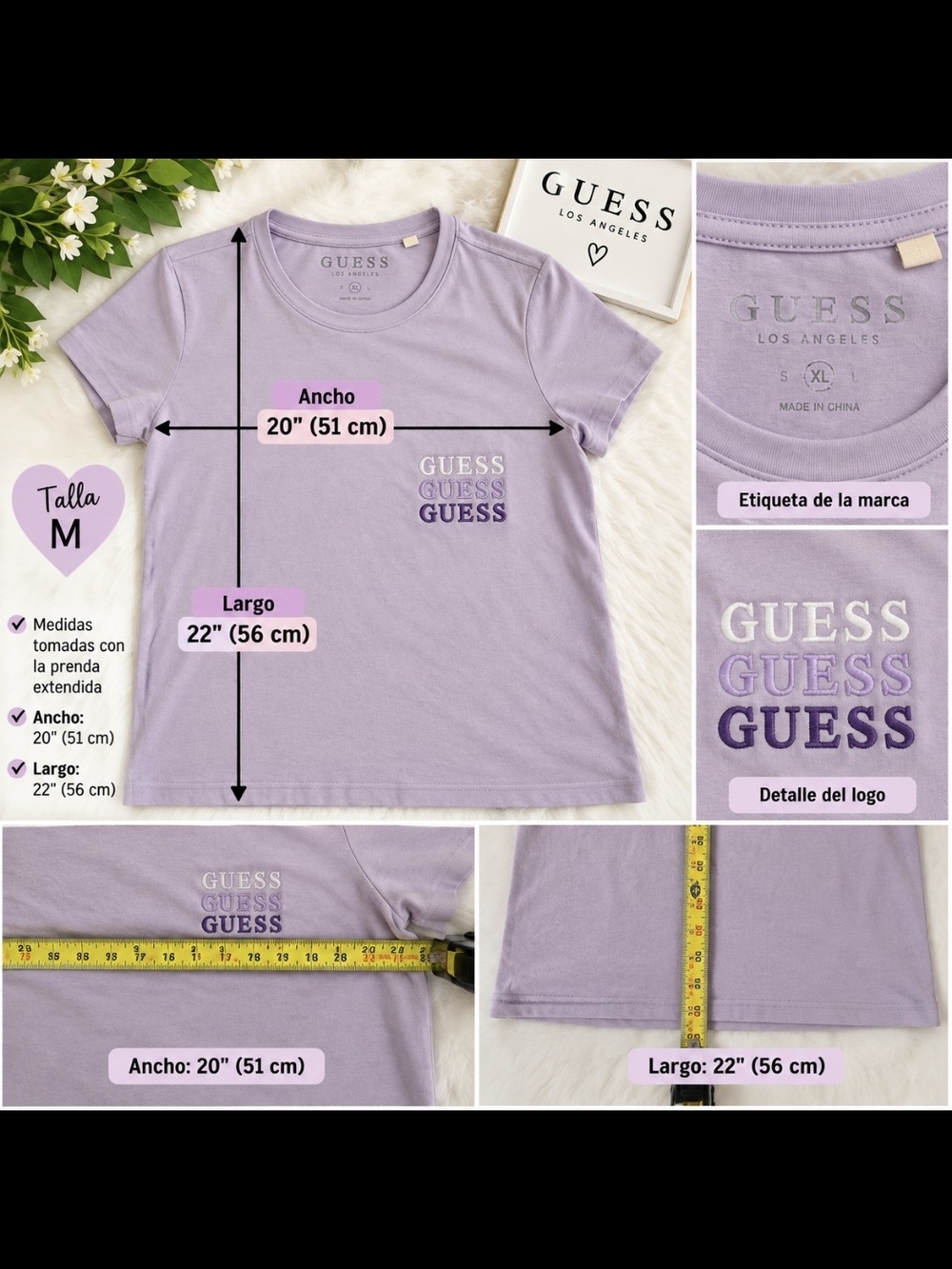 GUESS Lavender Short Sleeve Logo Tee